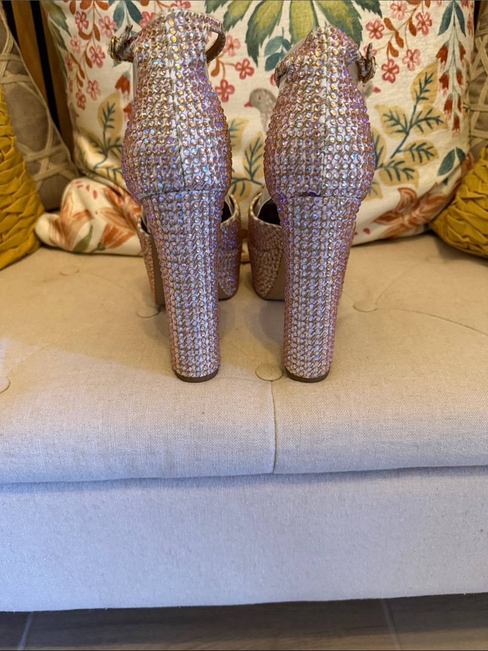Kurt Geiger Pink Crystal Embellished Ankle-Strap Heels - Picture 5 of 7